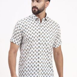 MILLENNIAL MEN Men Comfort Fit Ethnic Motifs Printed Spread Collar Cotton Casual Shirt-image-83