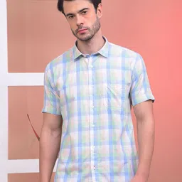 COBB Men Slim Fit Opaque Checked Casual Shirt-picture-22
