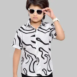 Club96 Boys Standard Fit Abstract Printed Spread Collar Cotton Casual Shirt-picture-44