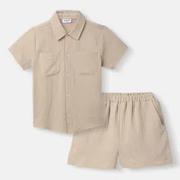 Nauti Nati Boys Shirt Collar Pure Cotton Shirt with Shorts-image-98