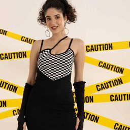 BAESD Print Satin Bodycon Dress-image-75