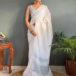 LeeliPeeri Designer Linen Blend Ready to Wear Saree-image-5