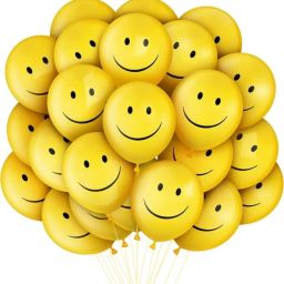 Printed Yellow Smiley Balloons 25 Pcs Printed Face Expression Kids/Party/Birthday Decor Balloon-image-36