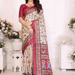 KALINI Floral Art Silk Half and Half Saree-image-29