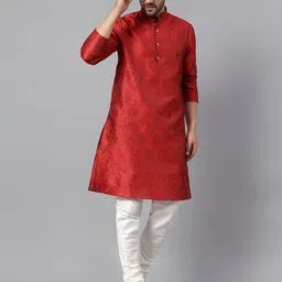 Latest Chikan Garments Men Embellished Pastels Jacquard Kurta-picture-11