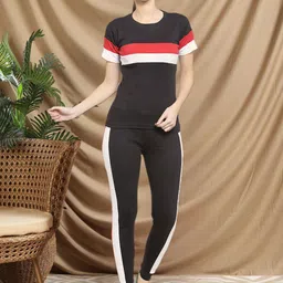 Moda Rapido Striped Round Neck T-Shirt With Trousers Co-Ords Set-picture-33