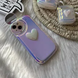 CASE CREATION Women Holographic Love Heart iPhone 14 Pro Back Case Mobile Accessories-picture-16