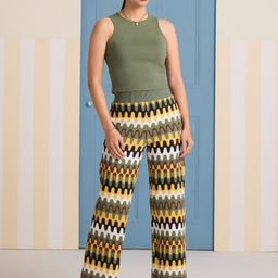 Muvazo Printed Round Neck Top With Trousers Co-Ords-image-73