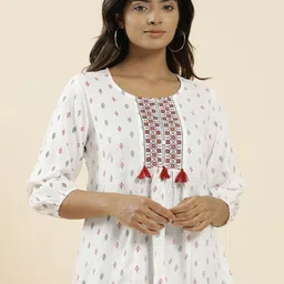 Jaipur Kurti Geometric Print Puff Sleeve Top-picture-21