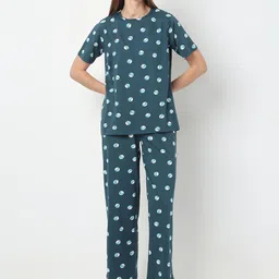 Smarty Pants summer cool sleepwear Women Geometric Printed T-shirt Pyjamas Night suit-image-57