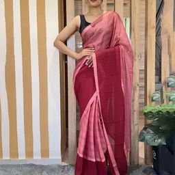DIVASTRI Women Striped Pure Chiffon Saree-image-86
