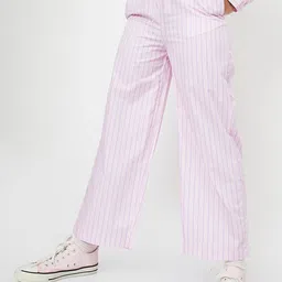 max Girls Striped Mid-Rise Cotton Trousers-40