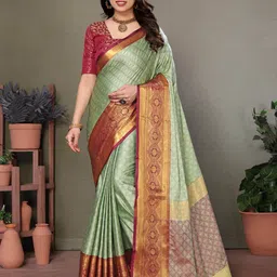 RUNAYA NX Woven Design Zari Silk Cotton Mysore Silk Saree-image-16
