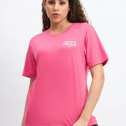 Mast & Harbour Women Floral Printed Round Neck Cotton Relaxed Fit T-shirt-picture-36