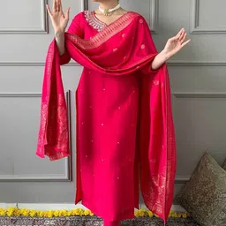 DIVASTRI Adults-Women Pink Kurta Sets-picture-14