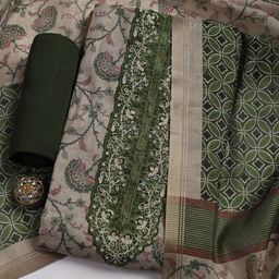 Meena Bazaar Embroidered Art Silk Unstitched Dress Material-image-70