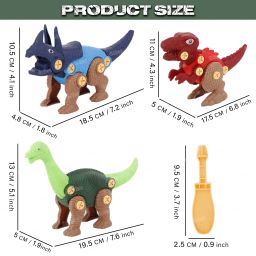 fiddlerz Dinosaur Toys for kid with Screwdriver Assembling Building Block Toy Pack of 3 image 3