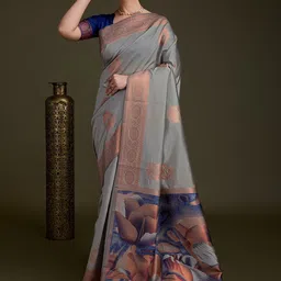 Peachmode Woven Design Zari Pure Silk Banarasi Saree-image-97