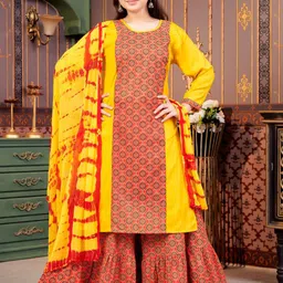 BAESD Girls Floral Printed Round Neck A-Line Kurta-image-95