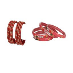 SOMIL Set Of 12 Glass Alloy Artificial Stones & Beads Bangles-picture-28