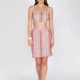 Kovet Printed Square Neck Pure Cotton Top & Skirt-picture-36
