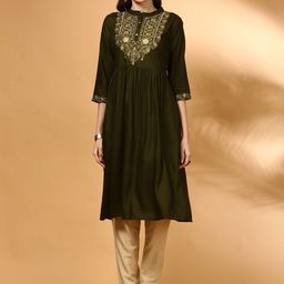Anouk Women Floral Embroidered Thread Work Kurta-picture-27