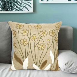 Vinayaka Fab Beige Floral Square Cushion Covers-image-93