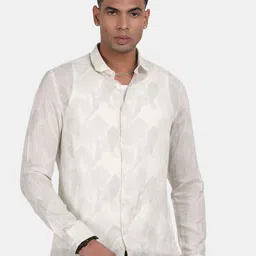 Blu MNKY Men Smart Slim Fit Graphic Printed Spread Collar Casual Shirt-image-81