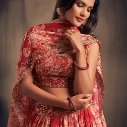 DIVASTRI Embellished Sequinned Semi-Stitched Lehenga & Unstitched Blouse With Dupatta image 5