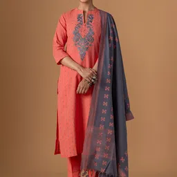 WOMEN PLUS Women Jamdani Pure Cotton Suit Set-25