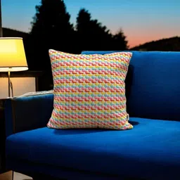 LUSHLYF White & Pink Checked Jacquard Square Cushion Cover-image-35