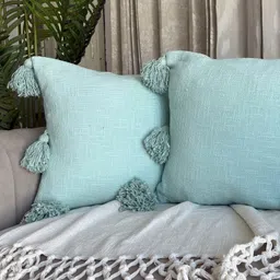 EXPORT HOUSE Blue 2 Pieces Cotton Square Cushion Covers-51