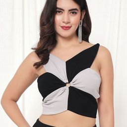 TANDUL PU Coated Bralette Crop Top-picture-1