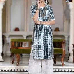 Moda Rapido Selection Of 2 Chevron Printed Round Neck Straight Kurtas-image-83