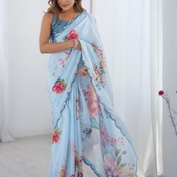 all about you Floral Mirror Work Silk Blend Saree-image-95