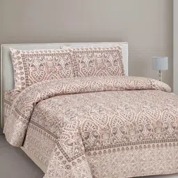 CLOTHOLOGY Brown Ethnic Motifs 180 TC King Bedsheet with 2 Pillow Covers-45