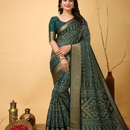 Mitera Bandhani Zari Art Silk Banarasi Saree-image-59