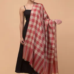 Tweedle Women Checked Woven Design Acrylic Shawl-picture-22