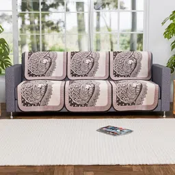 Myntra Elegant Homes Purple & White 6 Pieces 3 Seater Cotton Sofa Cover-8