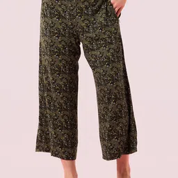 Enamor Printed Mid Rise Crop Length Culotte With Smart Side Slits Straight-Leg Lounge Pant-picture-29