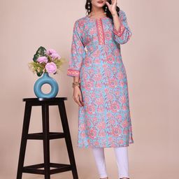 Anouk Floral Printed Round Neck Straight Kurta-image-51