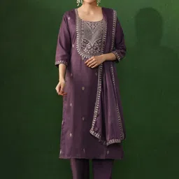 Jaipur Kurti Women Floral Embroidered Regular Kurta with Trousers & With Dupatta-image-5