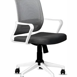 Oakcraft Black & White Mesh Adjustable Seat Height Study Arm Chair-29