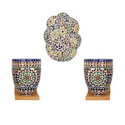 Somil Indore Mosaic Decorative Lamp Combo of Matching Wall Lamp & Blessing God Ganesh Wall Lamp, Multi Compatible with LED, Size: 15 X 15 X 17 Cm, Pack of 3.-image-87