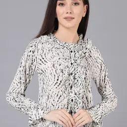 JAKANARY Women Abstract Printed Round Neck Top-image-54