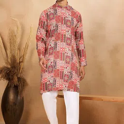KRAFT INDIA Men Floral Printed Indie Prints Kurta-image-79