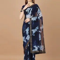 DIVASTRI Ethnic Motifs Printed Beads and Stones Saree-image-10