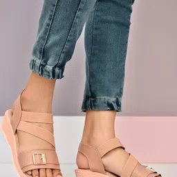 Shozie Women Peach-Colour Open Toe Flats-picture-28