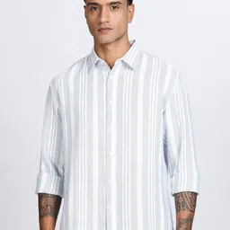 Eszett Spread Collar Regular Fit Long Sleeves Striped Casual Shirt-image-33