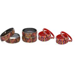 1ST TIME Set Of 12 Multicoloured Alloy Artificial Stones & Beads Antique Bangles-picture-7